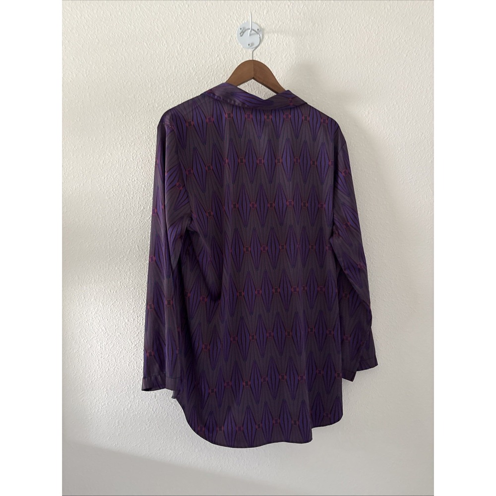 Savage X Fenty Rihanna Purple Geometric Diamond Print Loungewear Top PJ Large - Picture 4 of 9